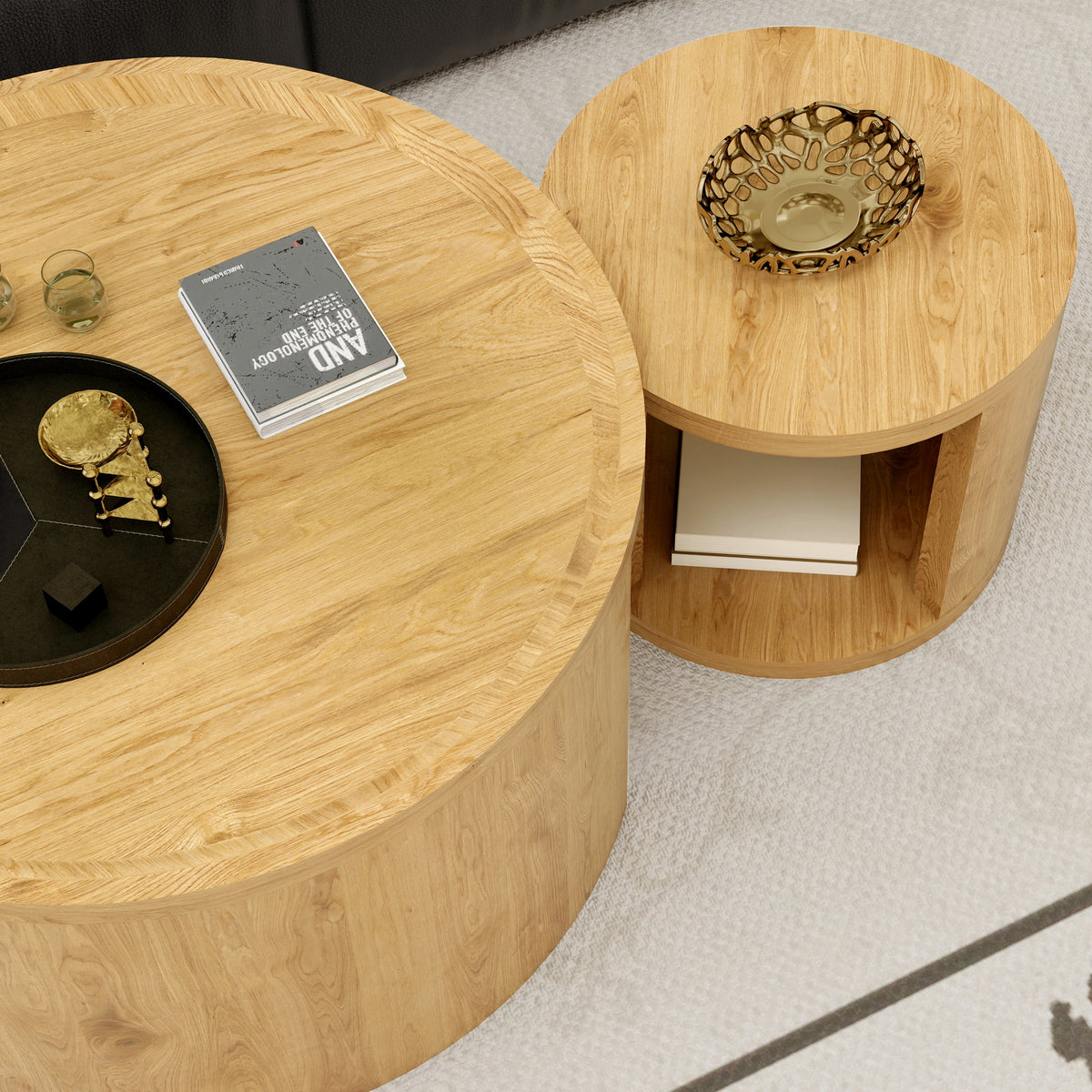 Round Nesting Coffee Table Set of 2, photo 4 of 10