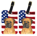 USA American Flag with Bullmastiff Luggage Tag
