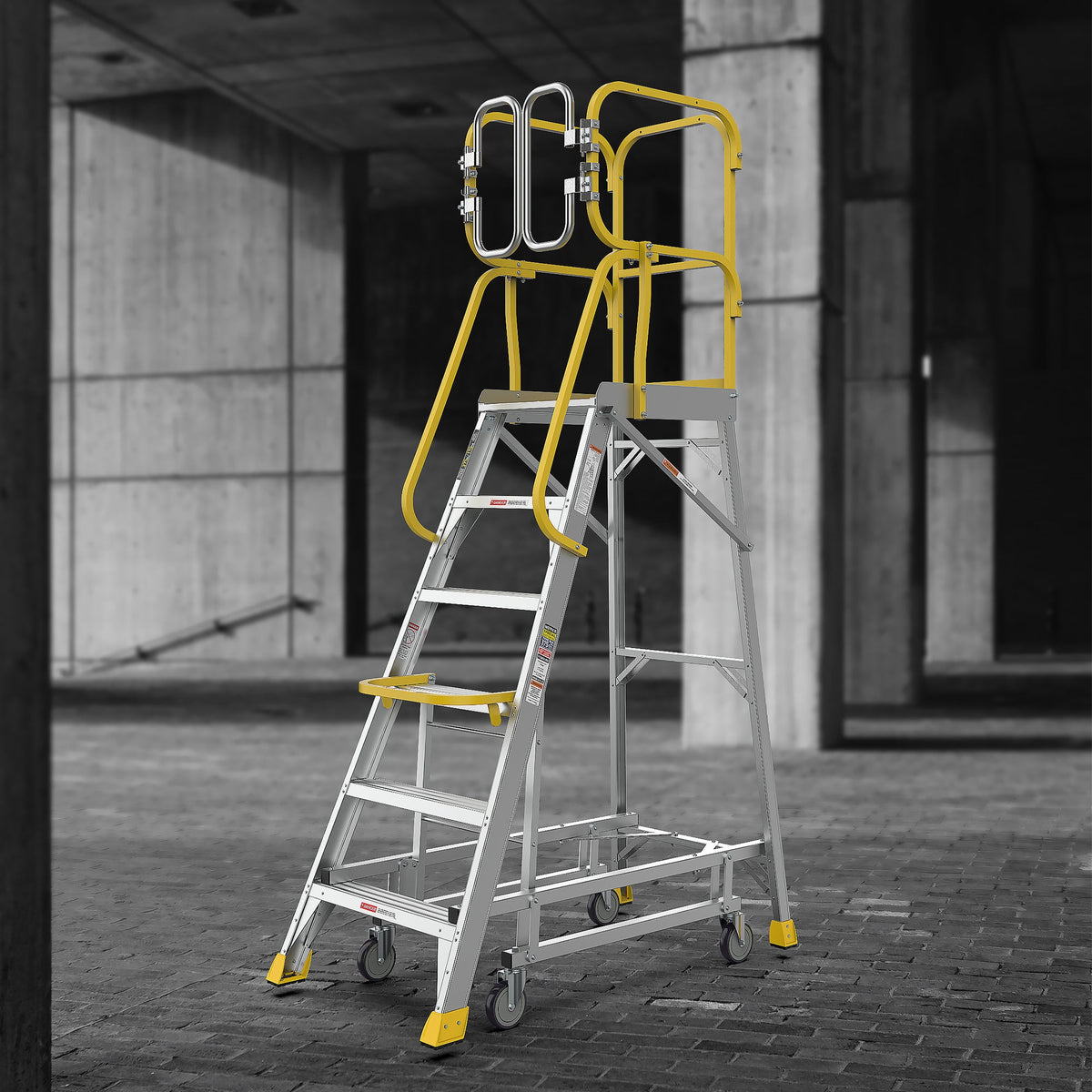 6 Step 375lbs Aluminum Rolling Platform Ladder, photo 9 of 10