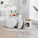 Barrel Chair With Built In Storage, 360° Swivel - Beige by HouseOfZazla