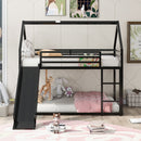 Twin Over Twin House Bunk Bed With Ladder And Slide by Unique Piece Furniture
