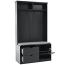 5-in-1 Entryway Bench with Coat Rack, Cushion and 4 Sturdy Hooks, 40.6" Wide Hall Tree with Shoe Storage Bench for Hallway, Entryway, Living Room