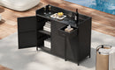 K&K 47.5"W Wicker Outdoor Storage Cabinet with Tempered Glass Top by HouseOfZazla