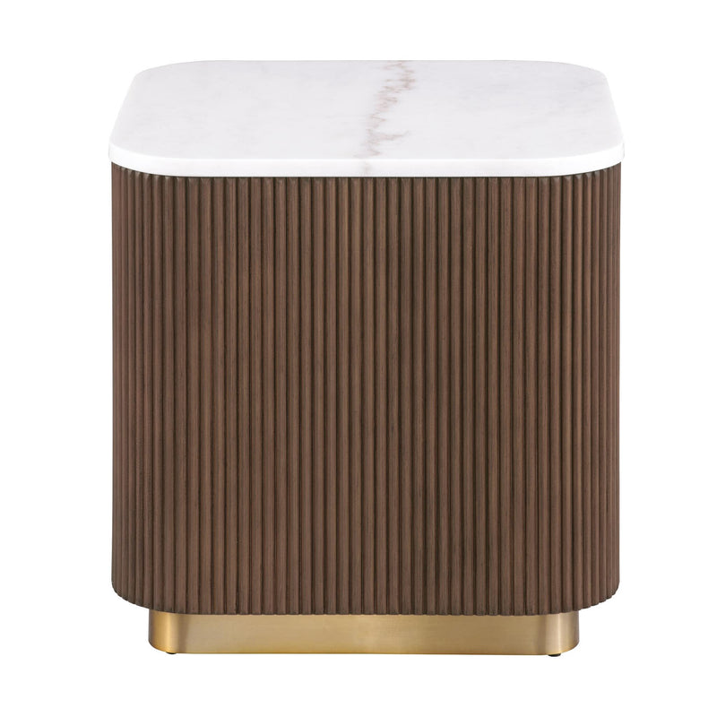 3 Piece Table Set, Square Cocktail Table & 2 Square End Tables - Brown / Gold / White, photo 6 of 7