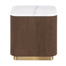 3 Piece Table Set (Rectangle Cocktail Table And Two Square End Tables) - Brown / Gold / White