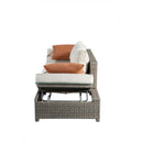 Salena - Patio Sofa With 2 Pillows & Ottoman - Beige Fabric & Gray Wicker
