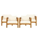 Outdoor Acacia Wood Club Wooden Armchair with Cushions (Set of 2)