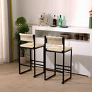 Bar Stools Paper Rope Weave Dining Chairs With Back Hand Weave Stools For Kichen Island, Bar & Counter (Set of 2) by HouseOfZazla