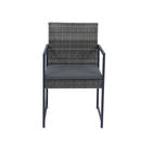9 Pieces Patio Dining Sets Outdoor Space Saving Rattan Chairs with Glass Table Top Grey Wicker + Dark Grey Cushion