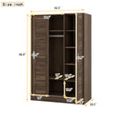 3-Door Shutter Wardrobe with shelves, Wulnut