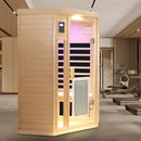 Low Emf Front Door With Heating Panel 2 Persons Hemlock Far Infrared Corner Indoor Sauna Room - Natural by HouseOfZazla