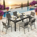Extendable Outdoor Dining Table, All Weather, Slatted Top, Rust Proof - Gray by HouseOfZazla