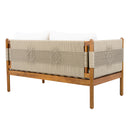 Outdoor Acacia Wood Loveseat with Diamond Rope Weave & Cushions, Teak Finish by HouseOfZazla