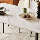 Dining Table Round White Sintered Stone Top Heavy Duty Metal Legs Waterproof Surface For Kitchen Dining Room Or Office Furniture - White / Black