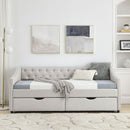 Upholstered Tufted Daybed With 2 Drawers, Waved Arms by HouseOfZazla