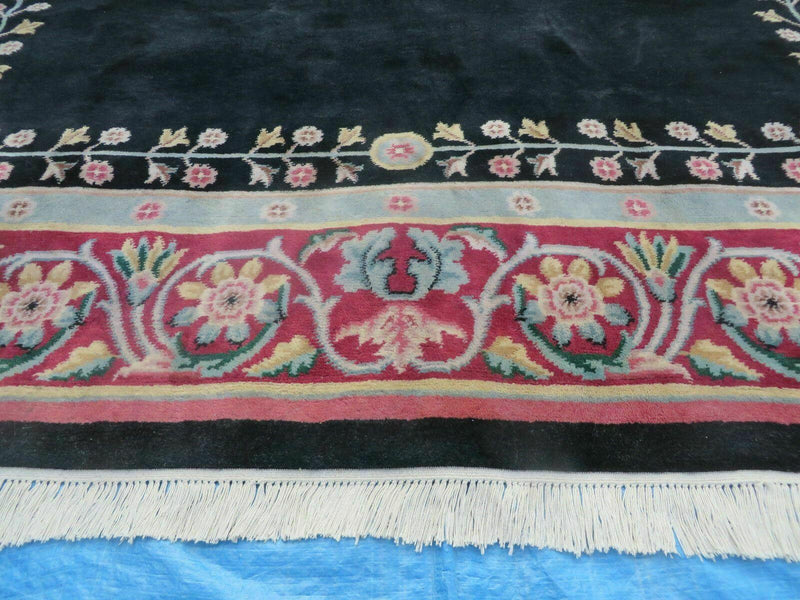 9' X 12' Decorative Chinese Aubusson Hand Knotted Pile Wool Rug Black Nice