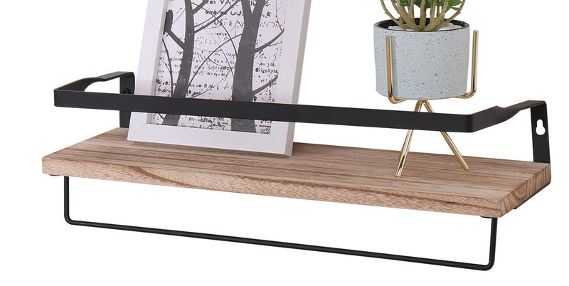Floating Shelves, Long Wall Shelves (Set of 2) Wall Mounted Shelves With Brackets For Bedroom - Natural Wood, photo 5 of 5