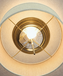 16"W Moderne Flush Mount Conversion Kit Textured Oatmeal Hardback Drum Lampshade by LampsUSA