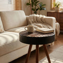 Round Coffee Table With Carved Top For Living Room