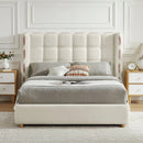 Queen Size Removable Chenille Wingback Upholstered Waffle Bed by HouseOfZazla