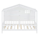 House Bed With Shelves, Window And Sparkling Light Strip On The Roof