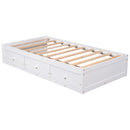 Twin Size Platform Storage Bed With 3 Drawers - White by HouseOfZazla