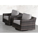 Outdoor Swivel Patio Chair With Cushions (Set of 2) - Brown by Unique Piece Furniture