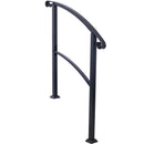 Handrails For Outdoor Steps, Fit 1 Or 3 Steps Outdoor Stair Railing, Flexible Front Porch Hand Rail, Transitional Handrails For Concrete Steps Or Wooden Stairs - Black by HouseOfZazla