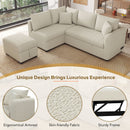 82.6" L-shaped Sectional Pull Out Sofa Bed Sleeper Sofa with Two USB Ports, Two Power Sockets and a Movable Storage Ottoman, Beige
