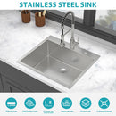 25 x 22 x 9 Inch Kitchen Sink Drop-In 16 Gauge Stainless Steel Single Bowl by HouseOfZazla