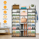 9 Tiers Shoe Rack Metal Shoe Storage Shelf Free Standing Large Shoe Stand 50-55 Pairs Shoe Tower Unit Tall Shoe Organizer with 2 HooksÊfor Entryway Cl