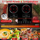 7000W Double Ceramic Electric Cooktop with 11 Power Levels & Timer