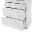 Freestanding Tall Bathroom Cabinet With Adjustable Shelves, Drawers, Soft Close Glass Doors by HouseOfZazla