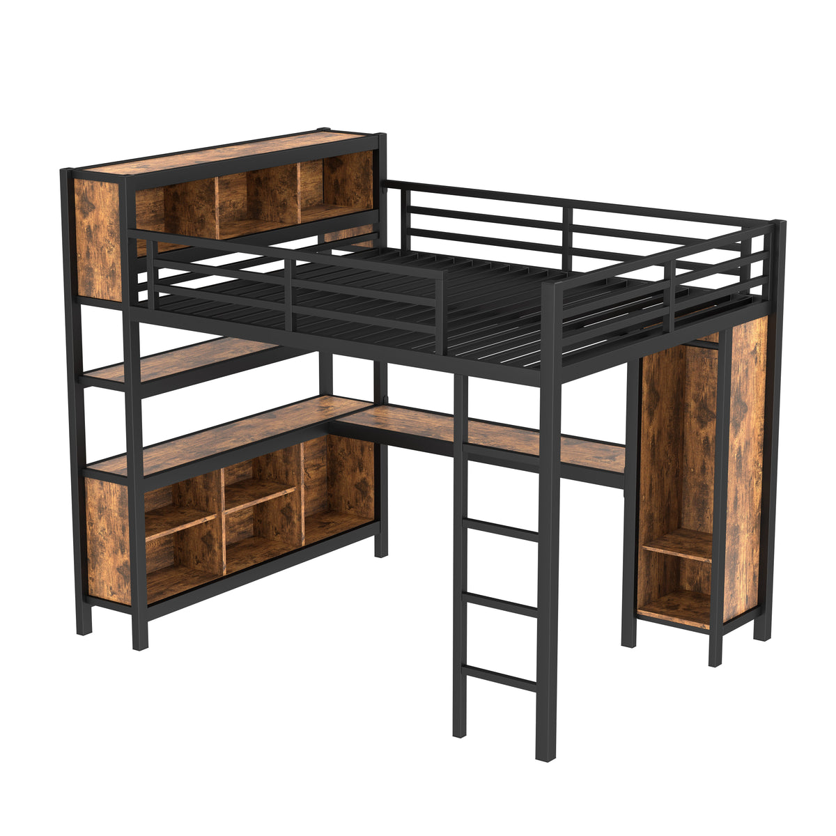 Metal Loft Bed with Wardrobe and L-Shaped Desk, photo 10 of 10