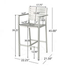 Outdoor Aluminum Rust Proof Barstools (Set of 2) - Silver
