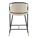 26" H Upholstered Counter Stool with Metal Frame (Set of 2) - Almond by HouseOfZazla
