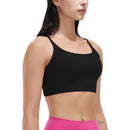 Women Strap Sport Bras Padded StrappyÊCrop Square Neck Low Impact Bras SexyÊFitnessÊTank Tops with Removable Pads Flat Straps for Gym Yoga Workout Run