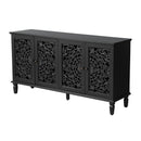 60" Antique Buffet Cabinet with Floral Carvings