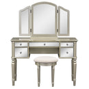 43" Dressing Table Set with Mirrored Drawers and Stool, Tri-fold Mirror, Makeup Vanity Set for Bedroom, Gold