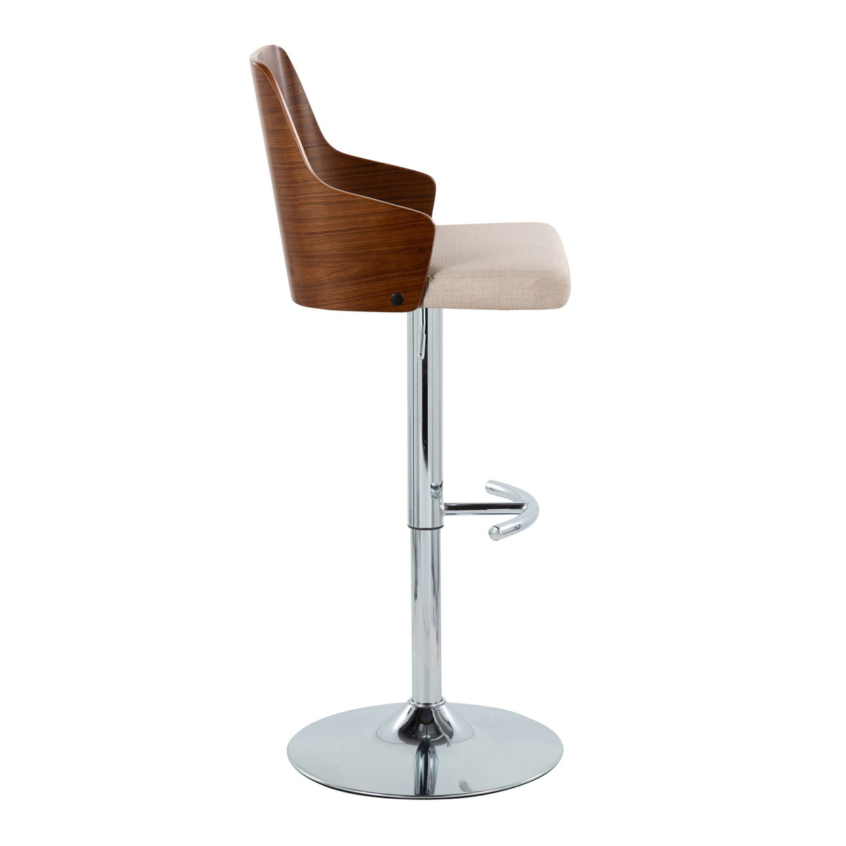 Ariana - Mid Century Modern Adjustable Barstool Stool With Swivel With Rounded T Footrest (Set of 2), photo 6 of 8