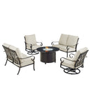 Black Aluminum Fire Table Set with Two Loveseats and Two Club Chairs