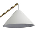 Lisbon - Floor Lamp With On / Off Switch Coned Base Hanging Shade - Antique Brass / White by HouseOfZazla
