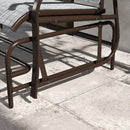 2 Person Outdoor Glider Bench, Patio Swing Glider Chair Loveseat with Breathable Mesh, Table, Steel Frame for Garden, Backyard, Porch, Gray