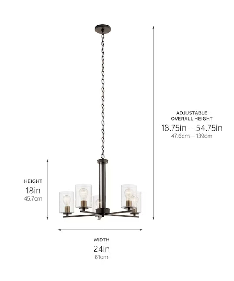 Fontella 24"W 5-Light Chandelier by Kichler Olde Bronze Finish