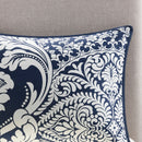 7 Piece Cotton Printed Comforter Set - Indigo - Cal King