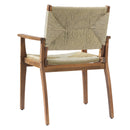 5-Piece Outdoor Dining Set: Teak Finish Round Acacia Wood Table & 4 Wicker Armchairs by HouseOfZazla