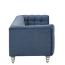 89" Modern Sofa Dutch Fluff Upholstered sofa with solid wood legs, buttoned tufted backrest,blue