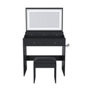 Modern Makeup Vanity Set With Power Outlet, Hair Dryer Holder, And Adjustable Lighting by HouseOfZazla