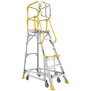 6 Step 375lbs Aluminum Rolling Platform Ladder
