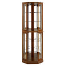 6 Shelf Corner Curio Display Cabinet with Lights, Mirrors and Adjustable Shelves, Walnut